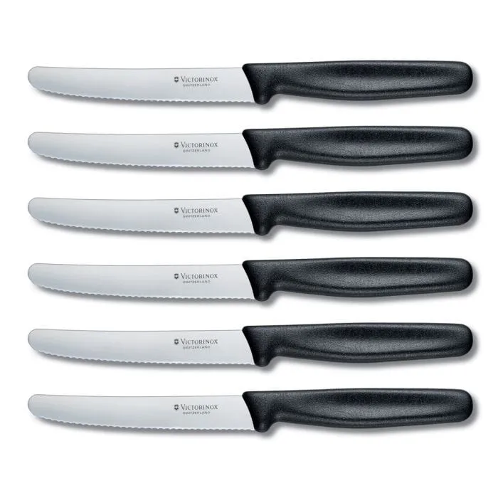 Victorinox Swiss Classic 6 Piece Steak Knife Set Serrated Round Black V6.7833.6