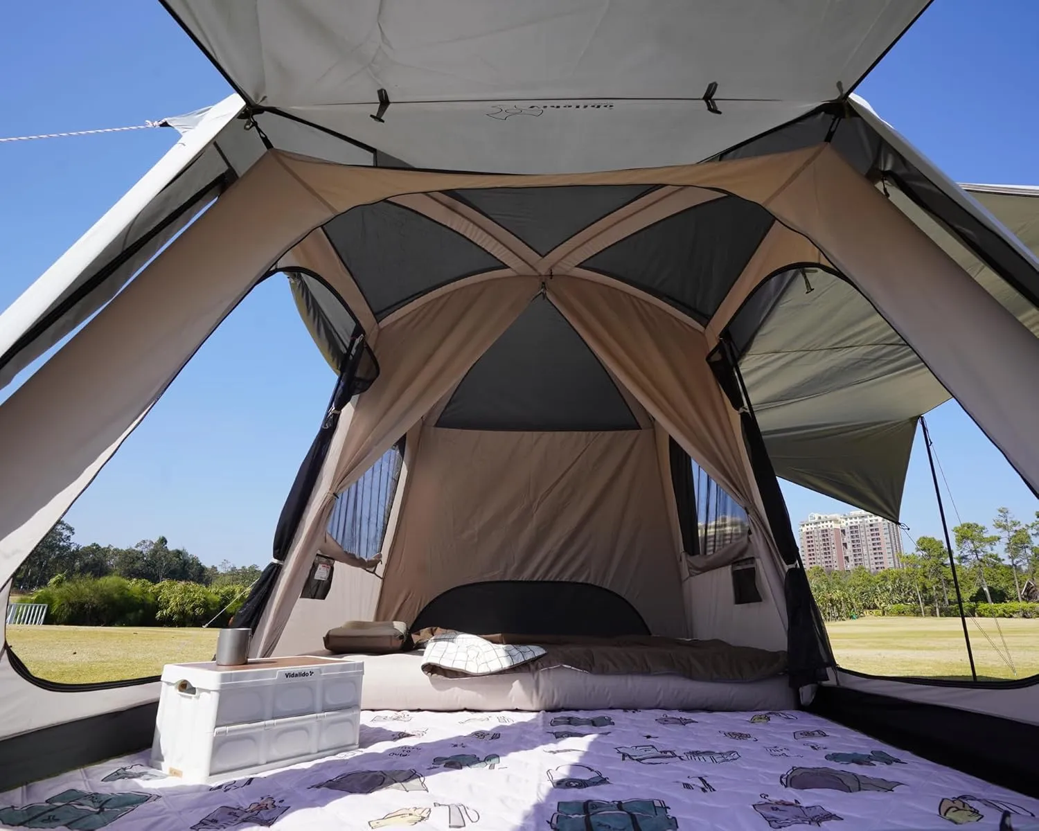 Vidalido 4-6 Person Camping Tent with 3 Door 2 Room Large Family Cabin Tents, Double Layer Waterproof Portable Glamping Tent, Big Tents for Outdoor Camping Hiking and Backpacking