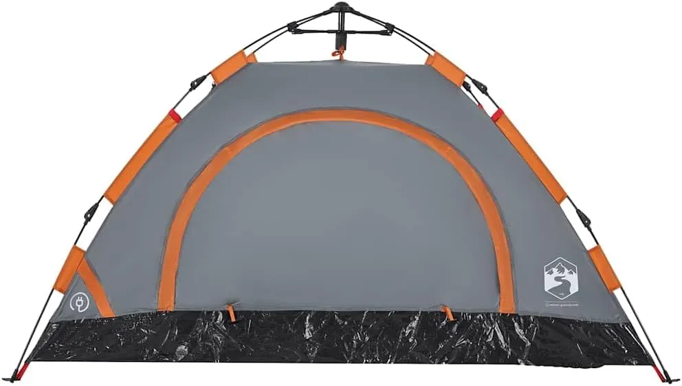 vidaXL Camping Tent 2-Person, Garden Shelter, Portable Canopy for Outdoor Patio Hiking, Lightweight Tent, Foldable Tent, Gray and Orange Quick Release