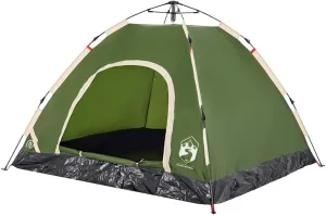 vidaXL Camping Tent 3-Person, Garden Shelter, Portable Canopy for Outdoor Patio Hiking, Lightweight Tent, Foldable Tent, Green Quick Release