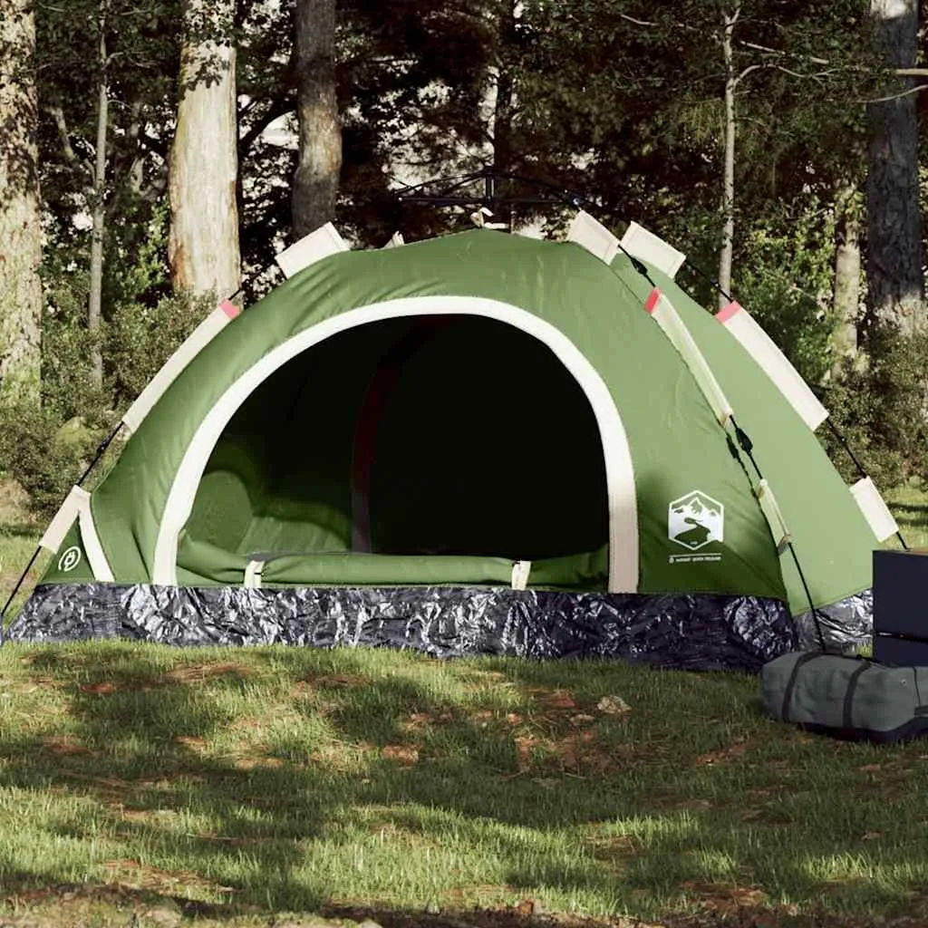 vidaXL Camping Tent 3-Person, Garden Shelter, Portable Canopy for Outdoor Patio Hiking, Lightweight Tent, Foldable Tent, Green Quick Release
