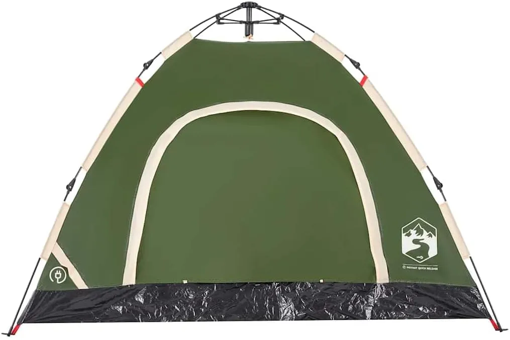 vidaXL Camping Tent 3-Person, Garden Shelter, Portable Canopy for Outdoor Patio Hiking, Lightweight Tent, Foldable Tent, Green Quick Release