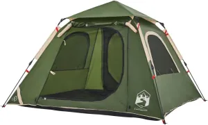 vidaXL Camping Tent Dome 4-Person, Garden Shelter, Portable Canopy for Outdoor Patio Hiking, Foldable Dome Tent, Green Quick Release