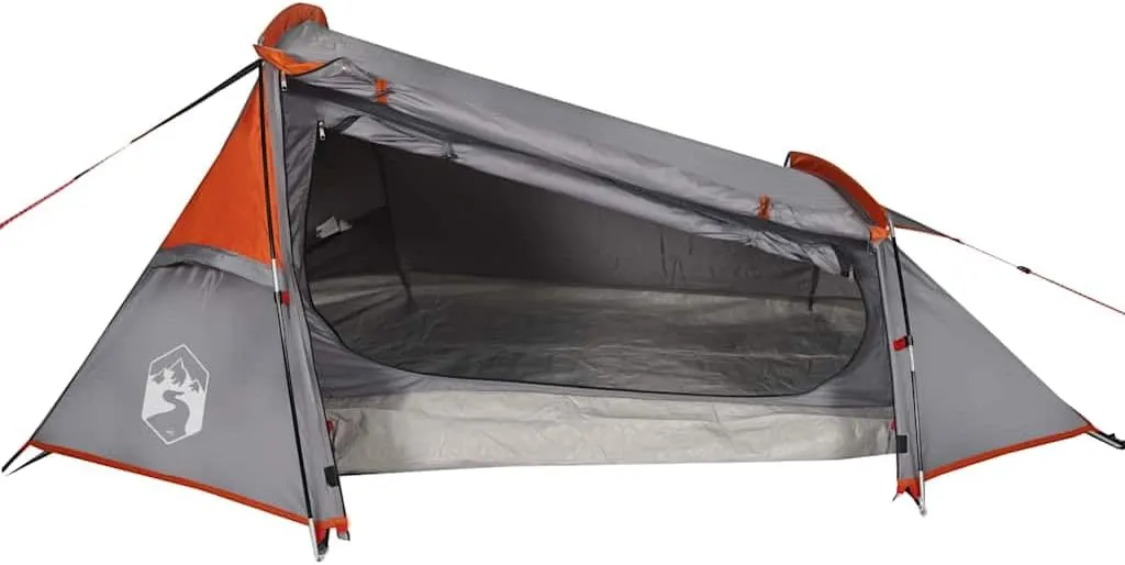 vidaXL Camping Tent Tunnel 2-Person Grey and Orange Waterproof