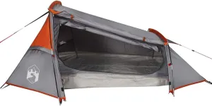 vidaXL Camping Tent Tunnel 2-Person Grey and Orange Waterproof