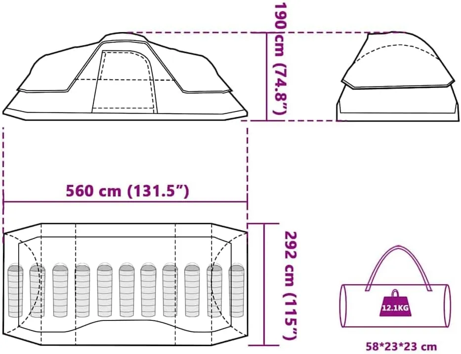 vidaXL Dome Tent Family Tent Camping Tent Outdoor Tent Throw Tent Waterproof