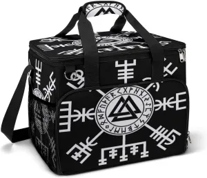 Viking Compass Symbol Runes Cooler Bag, Collapsible Soft Sided Cooler, Large Leakproof Camping Cooler, Portable Travel Cooler for Camping, Road Trips