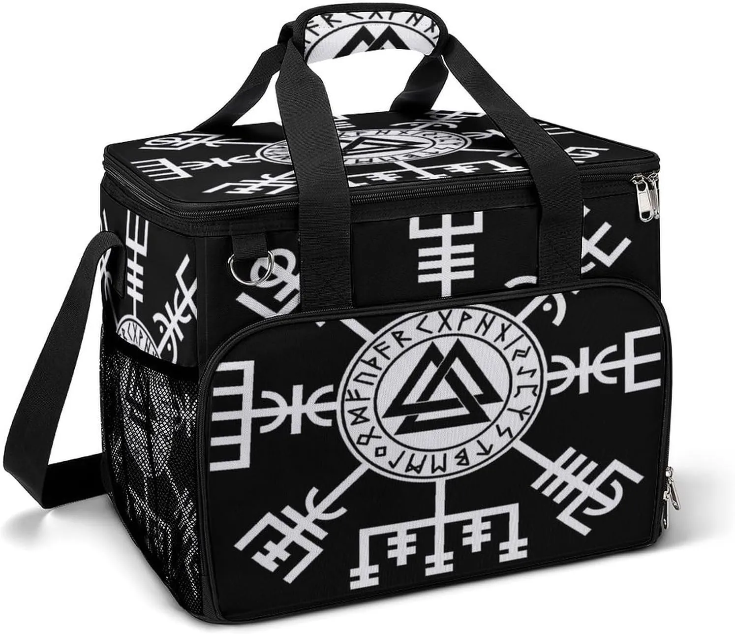 Viking Compass Symbol Runes Cooler Bag, Collapsible Soft Sided Cooler, Large Leakproof Camping Cooler, Portable Travel Cooler for Camping, Road Trips