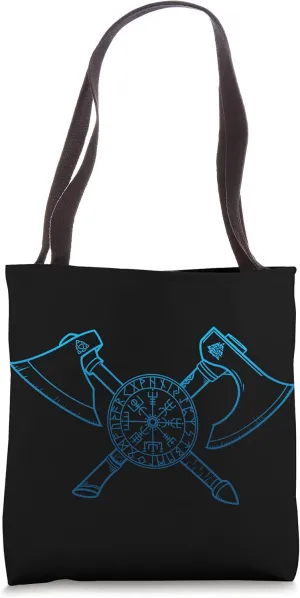 viking compass vegvisir battle axes crossed berserk warrior Tote Bag