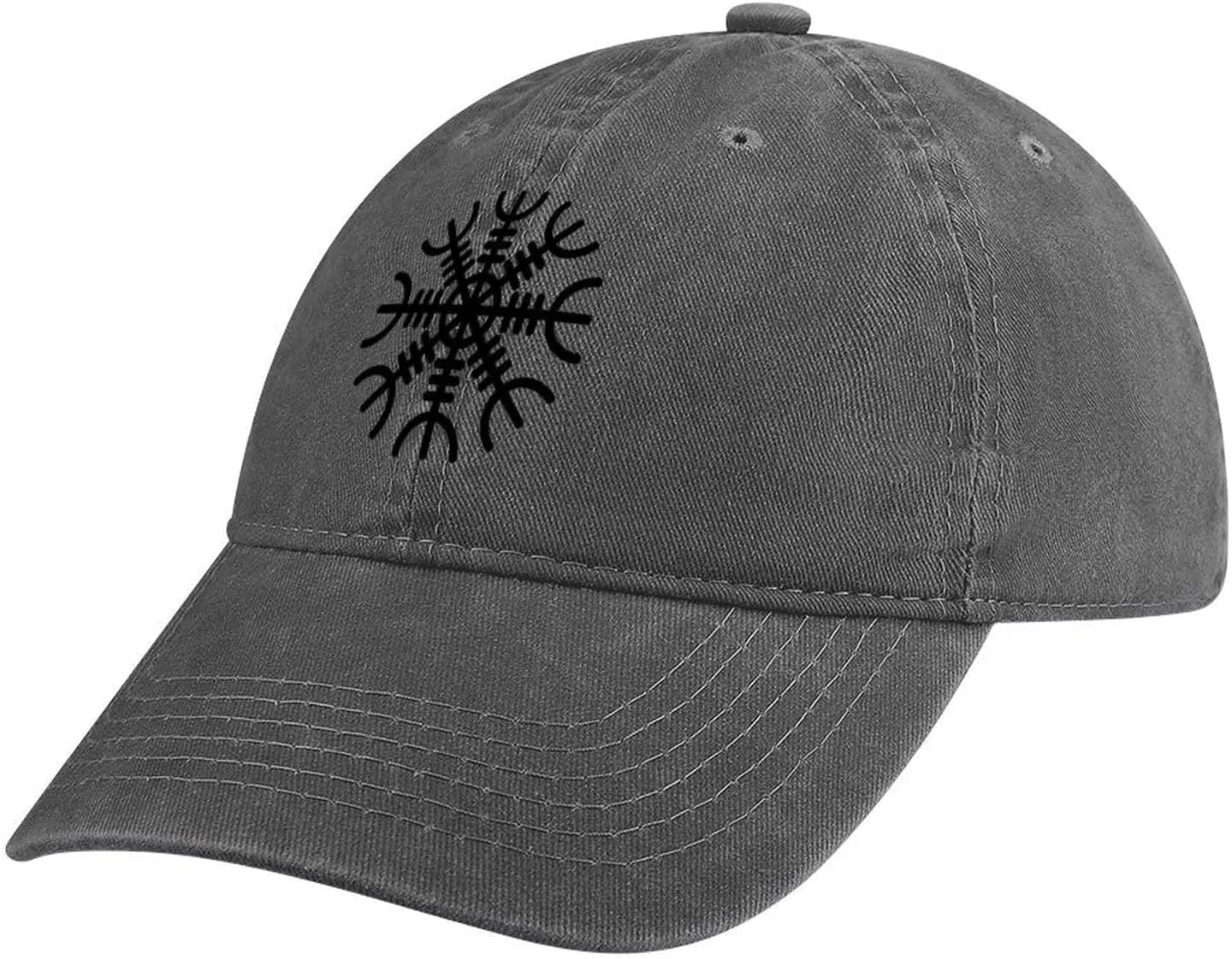 Viking Symbol Baseball Cap, Norse Vegvisir Iceland Runes Compass Sun Hat, Adjustable Cotton Trucker Hat Golf Hat,Dark Gray