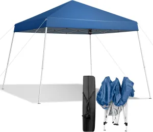 VINGLI 8x8 ft Pop Up Canopy Tent, Easy Up Outdoor Tent Canopy, Foldable Portable Canopies for Camping, Patio, Outdoor Gazebo Slant Legs, Outdoor Instant Shelter Canopies with Carry Bag (Blue)