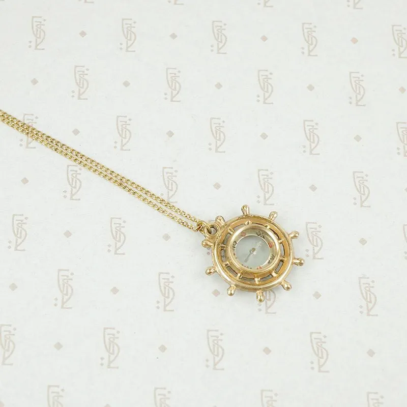 Vintage 19th century Ships Wheel Compass Pendant