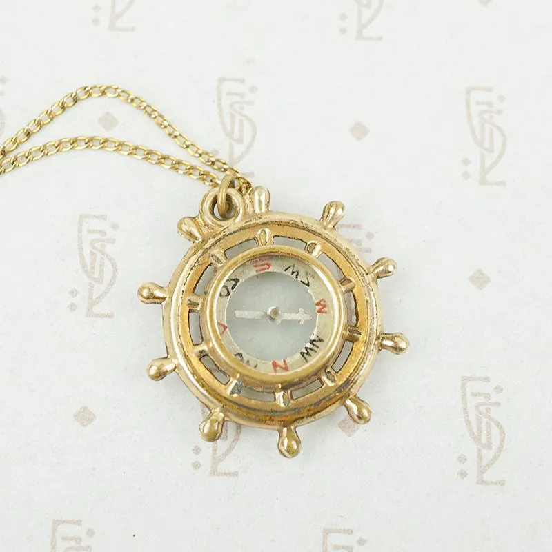 Vintage 19th century Ships Wheel Compass Pendant