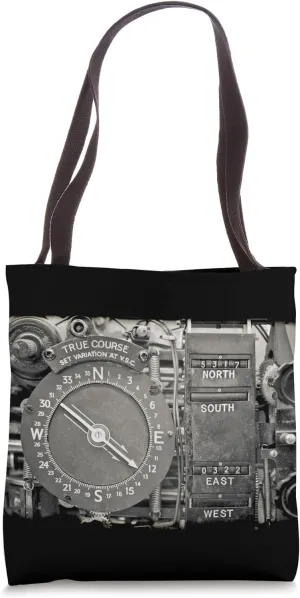 Vintage Aircraft Navigational Compass Device Graphic Tote Bag
