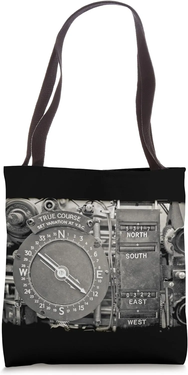 Vintage Aircraft Navigational Compass Device Graphic Tote Bag