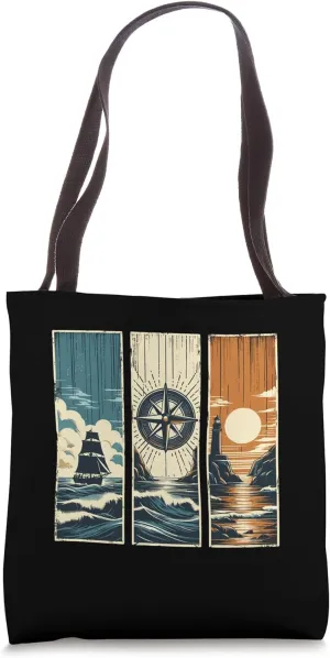 Vintage Sailor Ship Nautical Compass Maritime Tote Bag