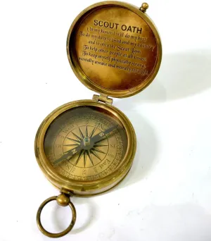 Vintage Style Scout Compass, Brass Antique Working Compass with Scout Oath Engraving, Personalized Boy Scout Gift