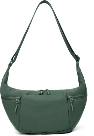 VONAL Nylon Crossbody Bag for Women, Lightweight Shoulder Purse with Zipper, Trendy Crescent Sling Bag with Adjustable Stap