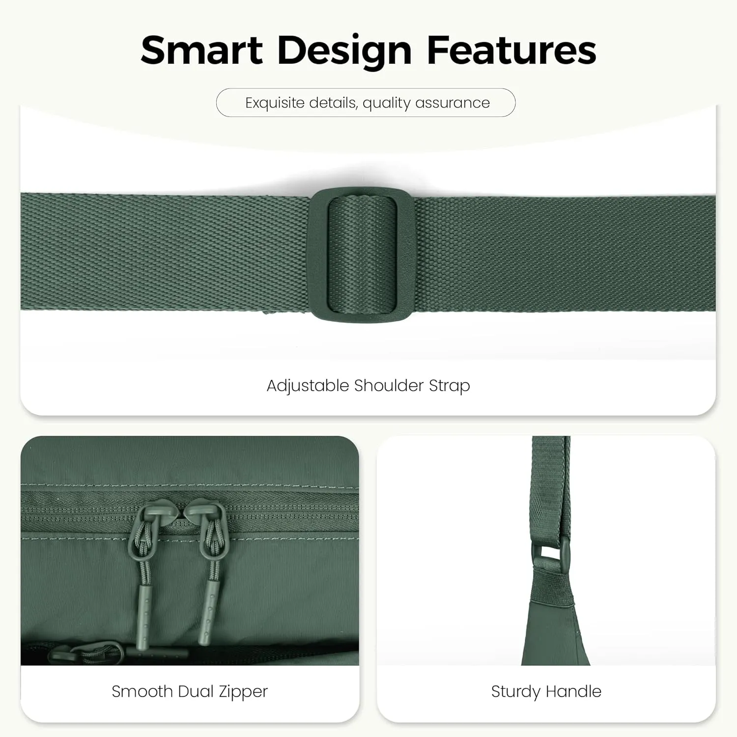 VONAL Nylon Crossbody Bag for Women, Lightweight Shoulder Purse with Zipper, Trendy Crescent Sling Bag with Adjustable Stap