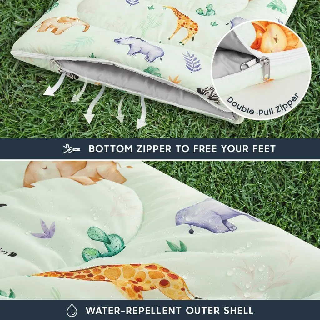 Wake In Cloud - Kids Sleeping Bag for Boys Toddlers, Camping in Warm Cold Weather, Backpacking Lightweight Compact Outdoor Liner for 3 Seasons Summer Spring Fall