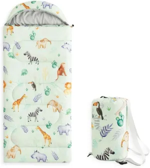 Wake In Cloud - Kids Sleeping Bag for Boys Toddlers, Camping in Warm Cold Weather, Backpacking Lightweight Compact Outdoor Liner for 3 Seasons Summer Spring Fall