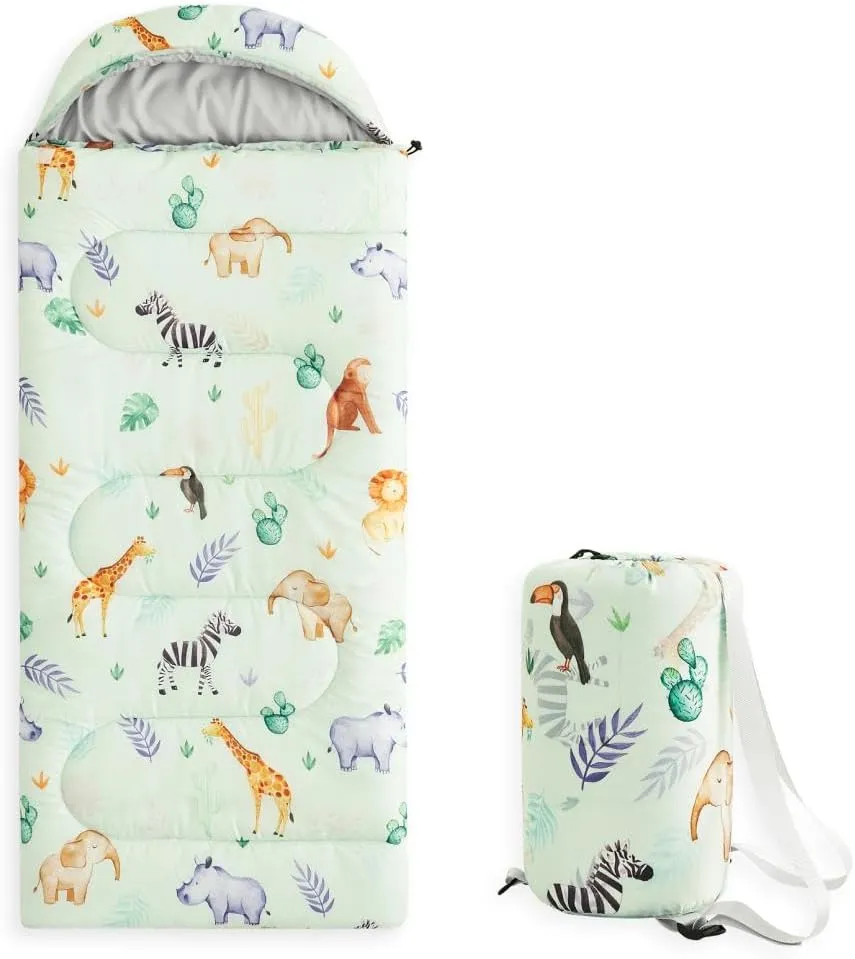 Wake In Cloud - Kids Sleeping Bag for Boys Toddlers, Camping in Warm Cold Weather, Backpacking Lightweight Compact Outdoor Liner for 3 Seasons Summer Spring Fall