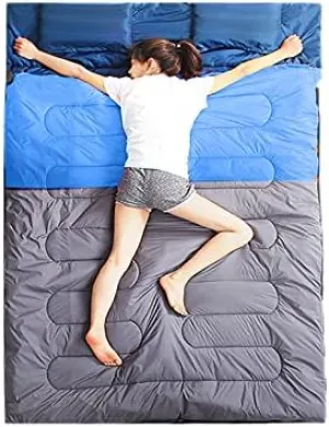Warm Double Sleeping Bag Men and Women Sleeping Bag Outdoor Camping Ultra Light Adult Suitable for Hiking Soft Stitchable,Blue