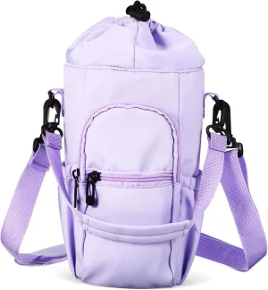 Water Bottle Pouch Drawstring Closure Portable Insulated Carrying Bag for Outdoor Travel Versatile Water Bottle Holder Dual Carry Styles Multiple Pockets for Essentials