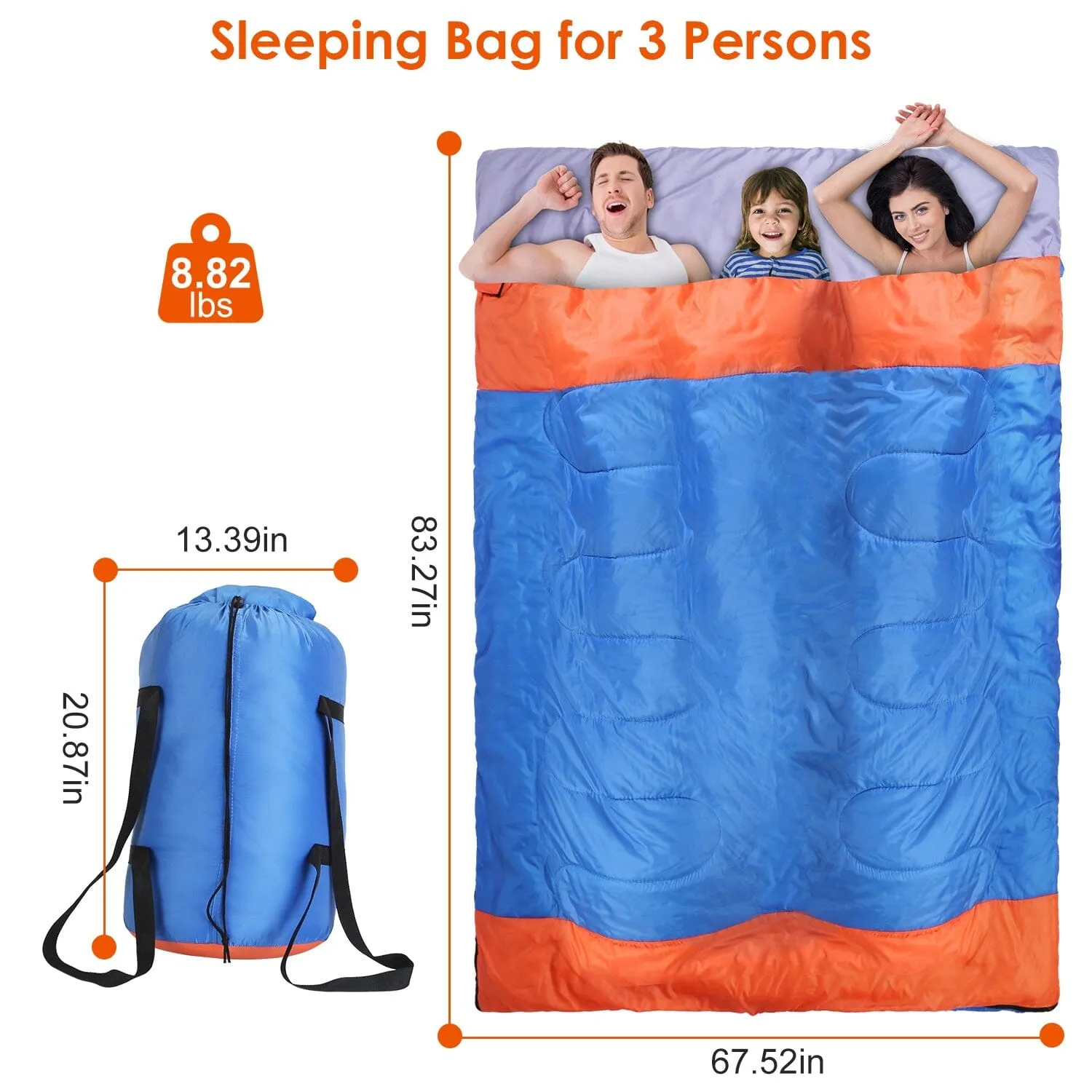 Water Resistant Camping Cotton Liner Sleeping Bag with Sack