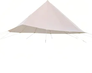 Waterproof 4 Season Rain Fly for Canvas Bell Tent 13.1FT Bell Tent Rain Cover Protector Lightweight Oxford Nylon Yurt Tarp Beige No Stove Jack (for 13.1ft Bell Tent (Base Diameter 4m))