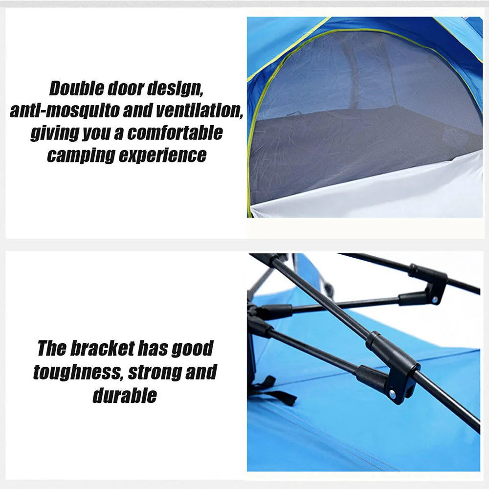 Waterproof Automatic Camping Tent 3-4 Person Come with Moisture Proof Pad(Blue)-REMOTE