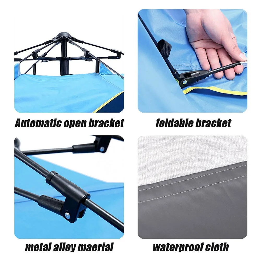 Waterproof Automatic Camping Tent 3-4 Person Come with Moisture Proof Pad(Blue)-REMOTE