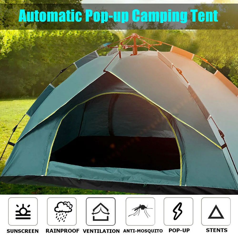 Waterproof Automatic Camping Tent 3-4 Person Come with Moisture Proof Pad(Blue)-REMOTE