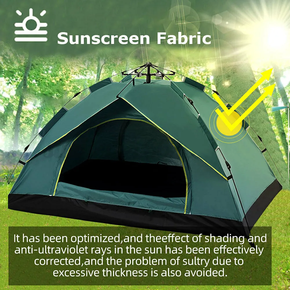 Waterproof Automatic Camping Tent 3-4 Person Come with Moisture Proof Pad(Blue)-REMOTE