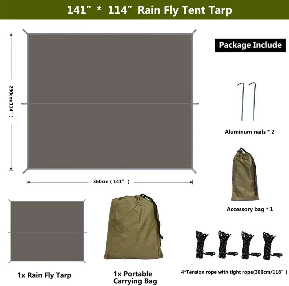 Waterproof Beach Sun Shelter Tarp Tent Shade Ultralight UV Garden Awning Canopy Sunshade Outdoor Camping Hammock Rain Fly(Color:Black)