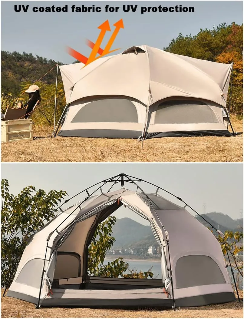 Waterproof Glamping Yurt Tent | Large Portable Pop Up Tent | Instant Cabin Tent for 4-8 People | Double Layer 4 Seasons Bell Tent Teepee for Adults