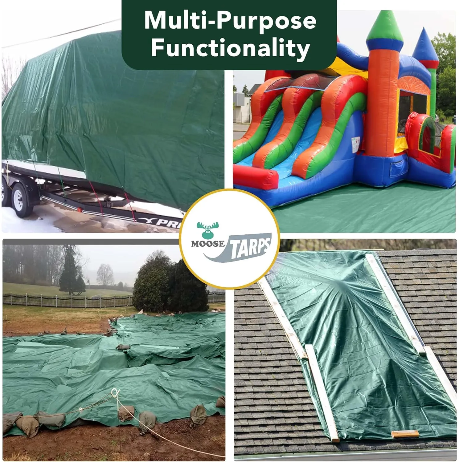 Waterproof Heavy Duty Tarp - for Wood Furniture, Car, Boat, Pool, & More - Tear Resistant - 30x50 Foot Indoor/Outdoor Reversible Green/Brown