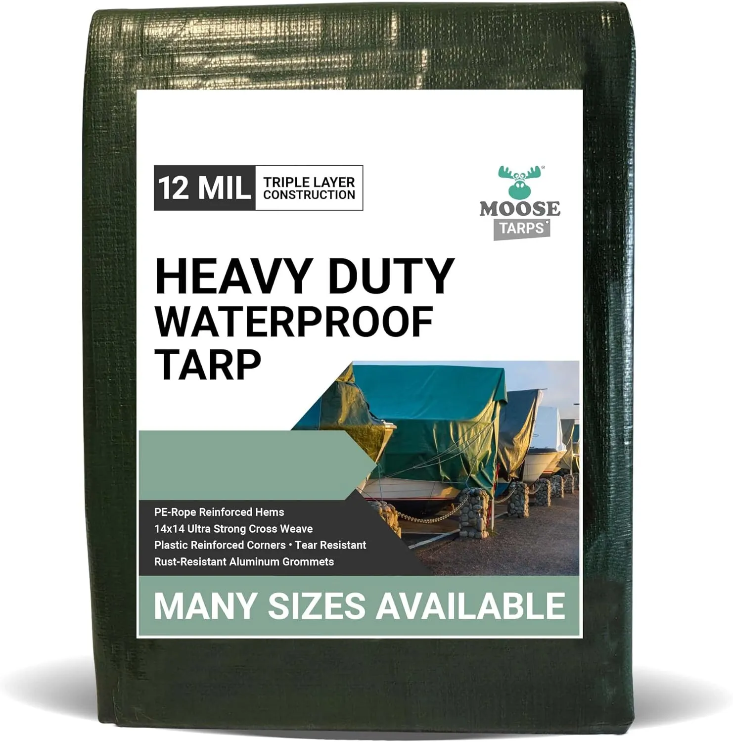 Waterproof Heavy Duty Tarp - for Wood Furniture, Car, Boat, Pool, & More - Tear Resistant - 30x50 Foot Indoor/Outdoor Reversible Green/Brown