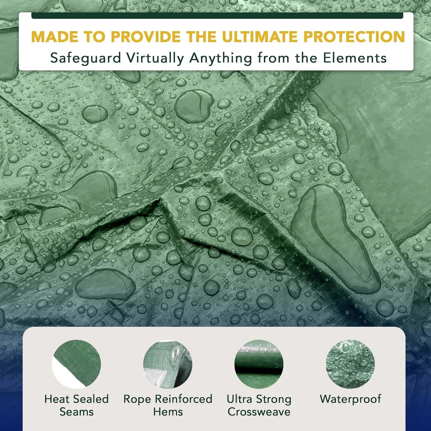 Waterproof Heavy Duty Tarp - for Wood Furniture, Car, Boat, Pool, & More - Tear Resistant - 30x50 Foot Indoor/Outdoor Reversible Green/Brown