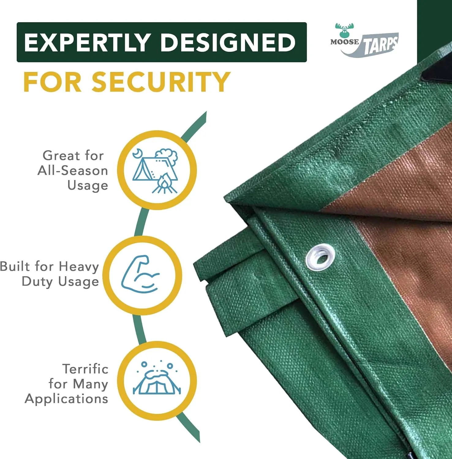 Waterproof Heavy Duty Tarp - for Wood Furniture, Car, Boat, Pool, & More - Tear Resistant - 30x50 Foot Indoor/Outdoor Reversible Green/Brown