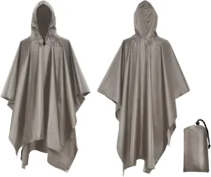 Waterproof Rain Poncho, Lightweight Hooded Rain Coat, Picnic Blanket for Camping, Hiking, Backpacking, Beach
