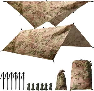Waterproof Tent Tarp for Under Tent, Lightweight Camping Tarp Shelter, PU 3000 Waterproof, Tarp Canopy for Camping, Backpacking Outdoor Adventure