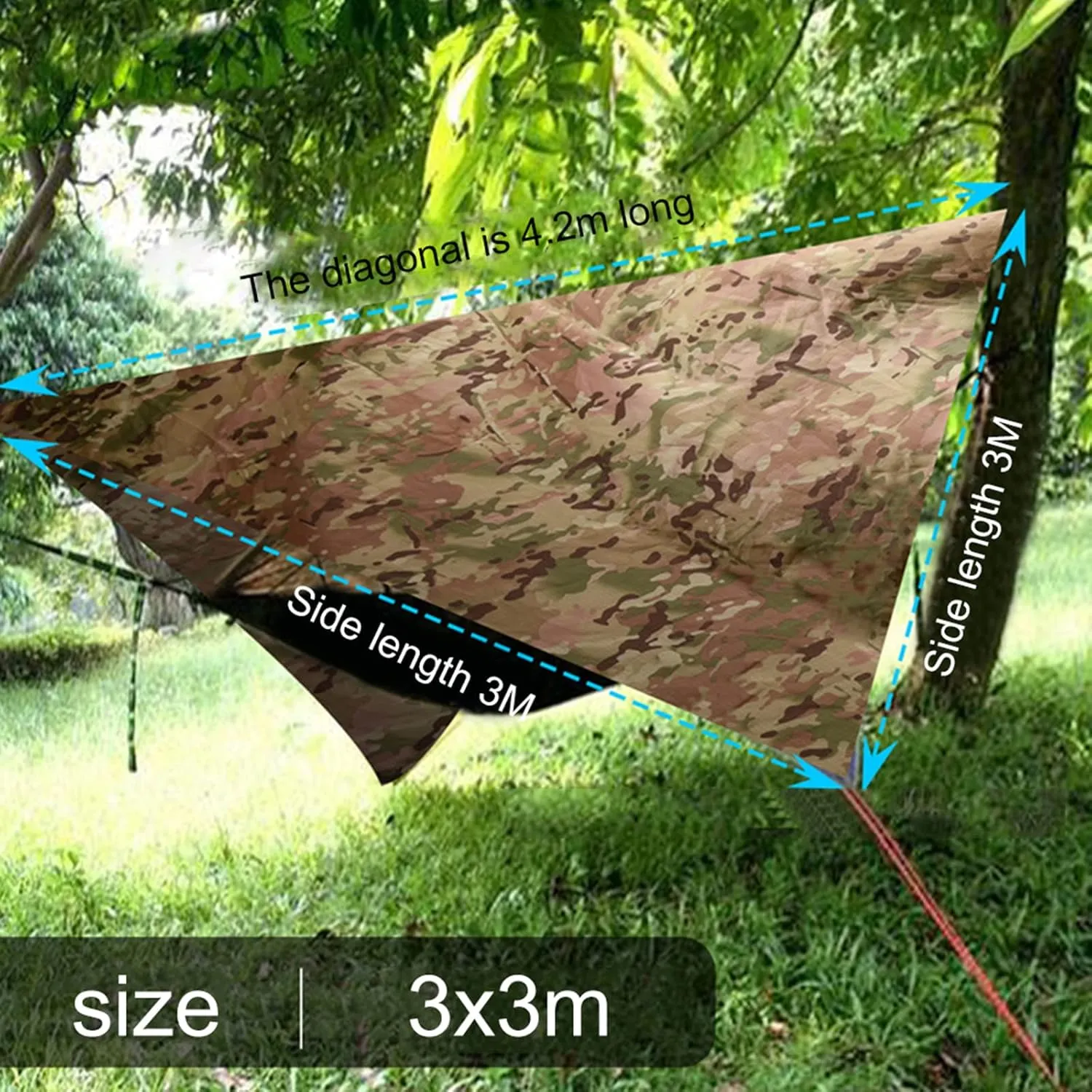 Waterproof Tent Tarp for Under Tent, Lightweight Camping Tarp Shelter, PU 3000 Waterproof, Tarp Canopy for Camping, Backpacking Outdoor Adventure