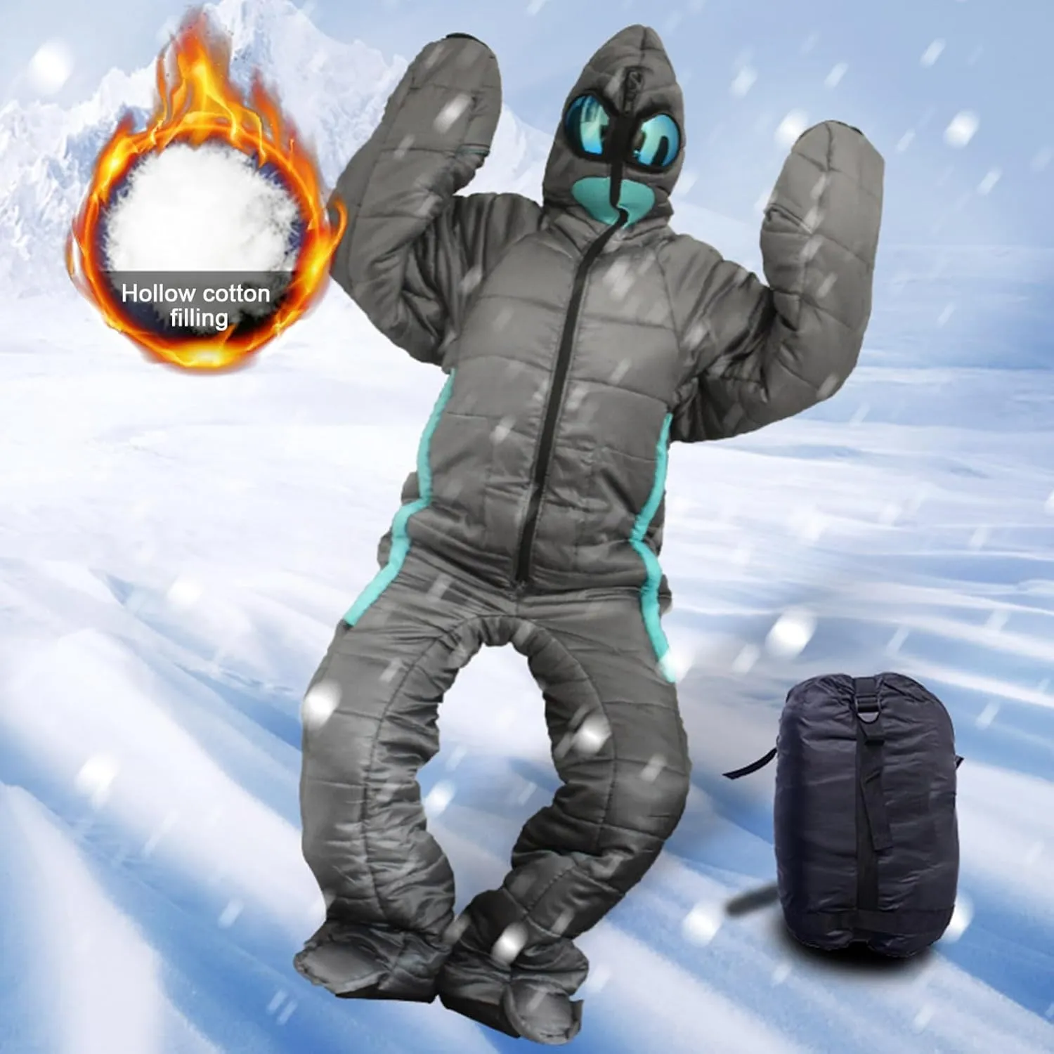 Waterproof Wearable Sleeping Bag, Adults Full Body Lightweight Walkable Sleeping Bags Suit for Camping Traveling All Season