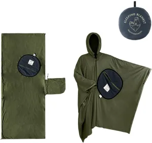 Wearable Cloak Sleeping Bag – Lightweight Fleece Multi Purpose Sleeping Bag for Winter Camping, Hiking & Travel | Green/Coffee Options