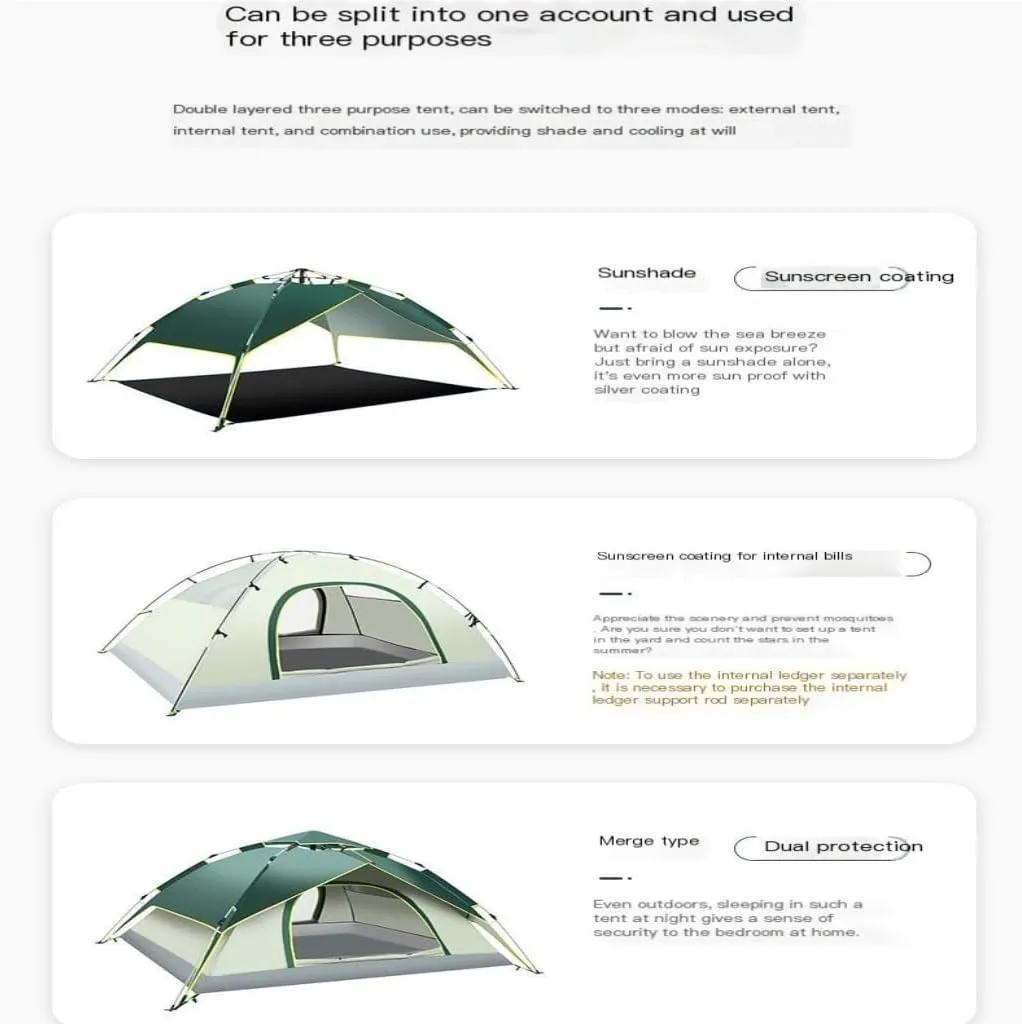 Weatherproof Tents Fully Automatic Tent Outdoor Thickened Rainproof Double-Layer Tent Camping Sunproof and Stormproof Tent Camping and Hiking Tents