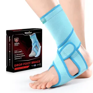 Welnove 2 Pack Drop Foot Brace with Arch Support，AFO Brace for Walking ，Relieve the Instability of Lower Limbs by Foot Drop, MS, TBI, Spinal Cord Injury, Cerebral Palsy(Blue, Include Left and Right)