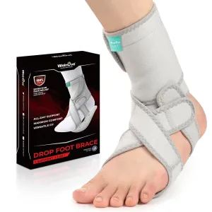 Welnove Drop Foot Brace with Arch Support, AFO Ankle Brace for Walking, Relieves Instability of Lower Limbs by Foot Drop, MS, TBI, Spinal Cord Injury, Cerebral Palsy (2 Pack, Left & Right, Grey)