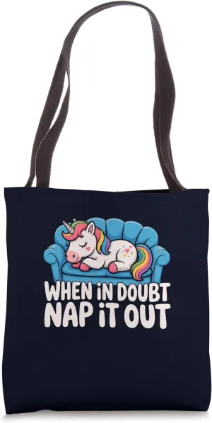 When In Doubt Nap It Out Lazy Unicorn Sleep Design Tote Bag