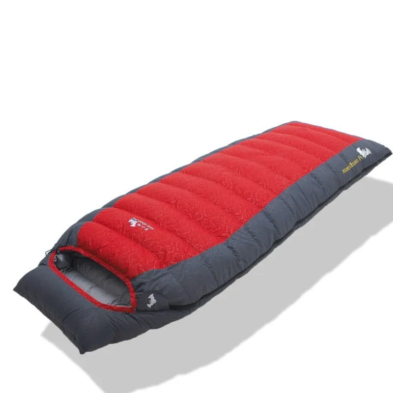 White goose down mummy ultra light winter camping sleeping bag